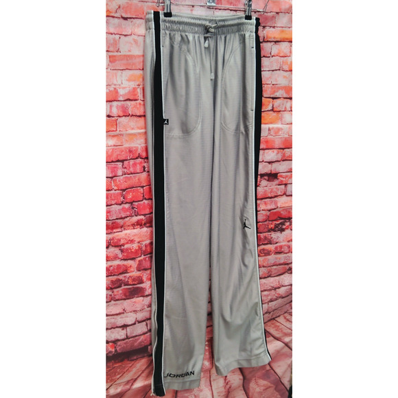Jordan Track Pants Large Gray Straight Elastic Waist Drawstring Ankle Zip - Picture 2 of 9